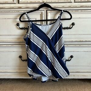 Blue and white striped summer top